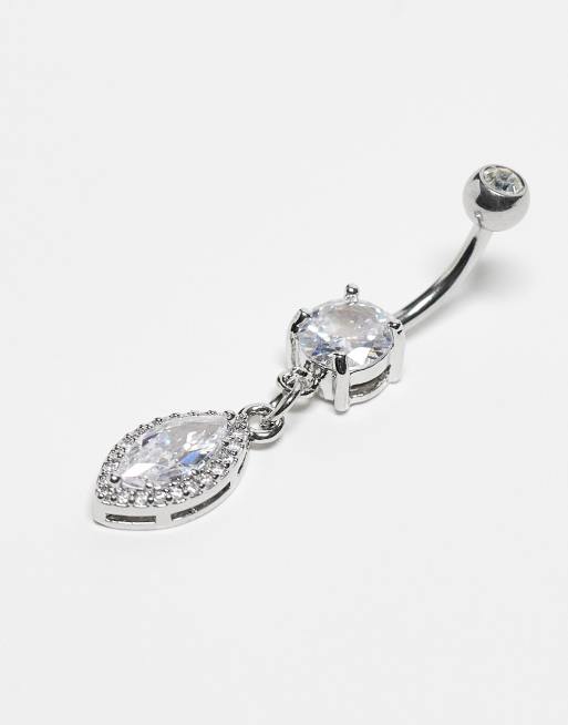 Kingsley Ryan – Bauchnabelpiercing aus Sterlingsilber mit Tropfenform und Strass, 4 von 4