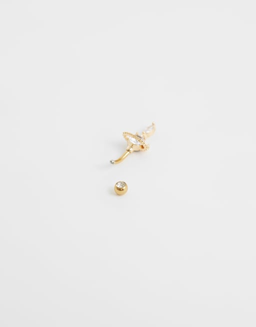 Kingsley Ryan Bauchpiercing mit Edelsteinfassung in goldbeschichtetem Stahl, 3 von 3