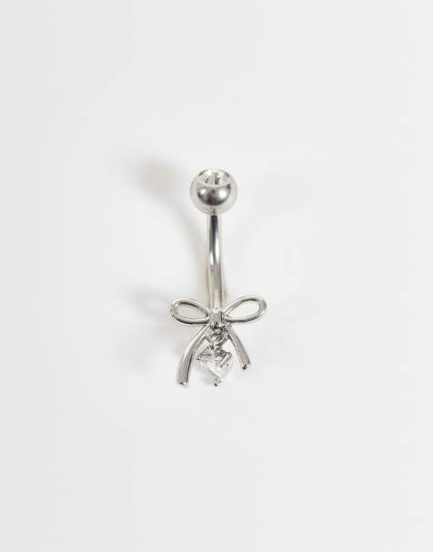 Kingsley Ryan baumelndes, mit Schmuckstein besetztes Schleifen-Bauchnabelpiercing aus Stahl - view 1