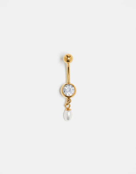 Kingsley Ryan - Bijou de ventre avec cristal et perle en plaqué or - view 1