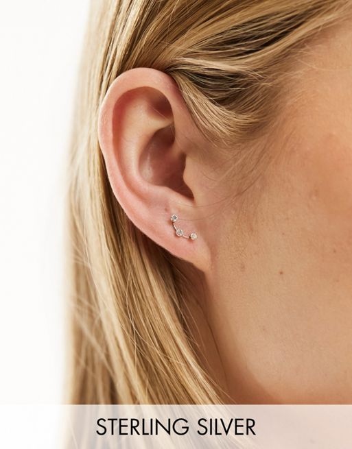 Kingsley Ryan - Bijoux d'oreilles en argent massif avec cristaux ronds - Argenté