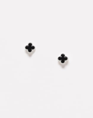 Kingsley Ryan Black Clover Stud Earrings