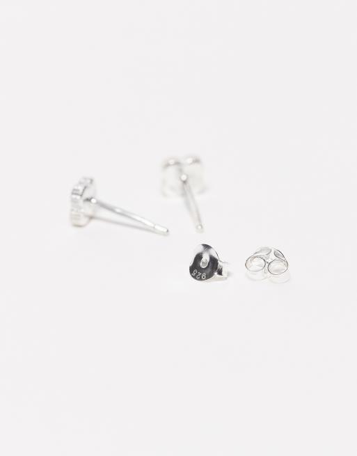 Kingsley Ryan black clover stud earrings in silver, 2 of 3