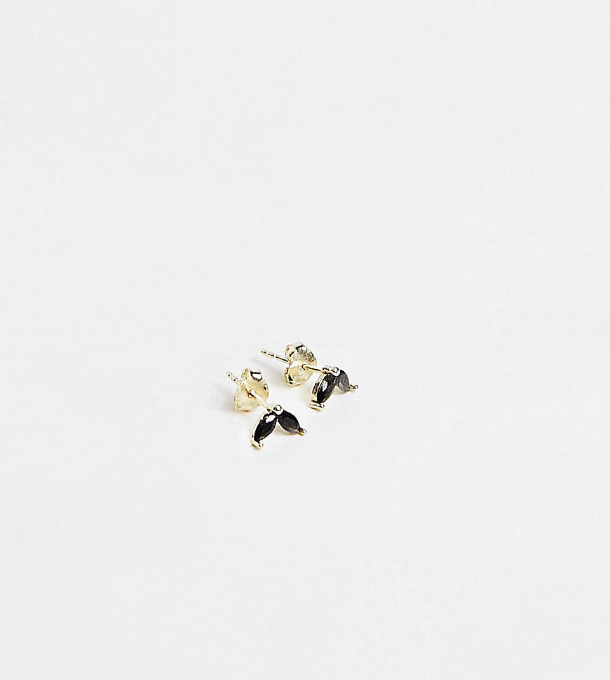 Kingsley Ryan black crystal mini stud earrings in sterling silver gold plate