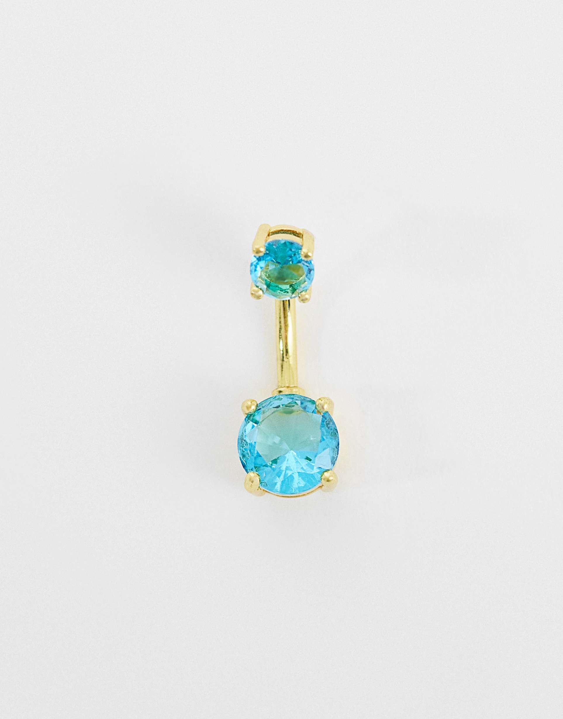 kingsley ryan blue round gem belly bar in gold