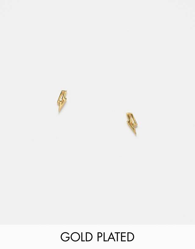 Kingsley Ryan - bolt cut out stud earrings in gold plated