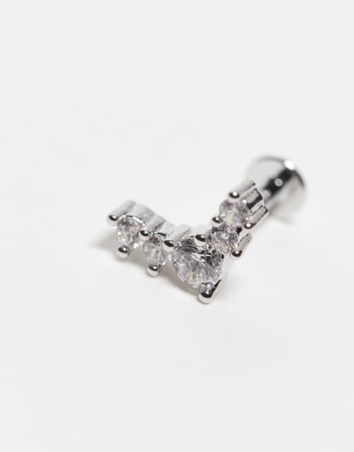 Kingsley Ryan - Boucle d'oreille 6 mm sertie de strass - Argenté, 3 de 3