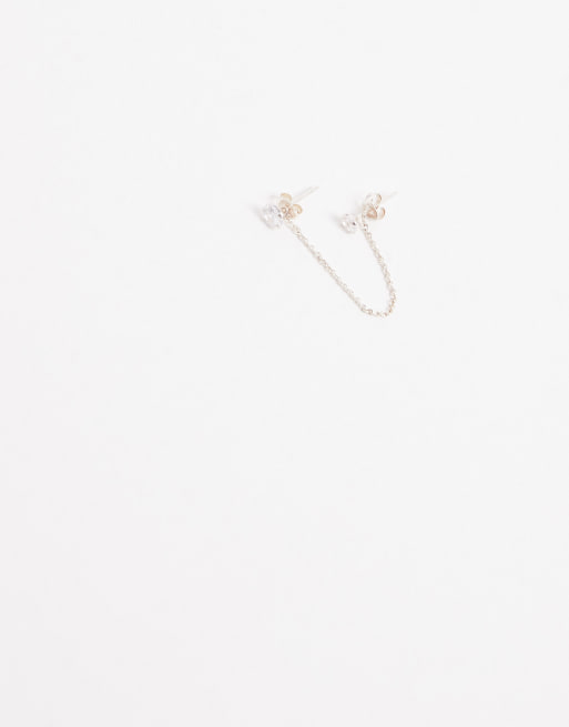 Kingsley Ryan - Boucle d'oreille unique avec double gemme et chaîne en argent massif, 2 de 3