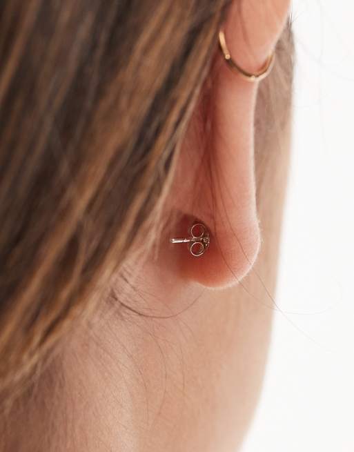 Kingsley Ryan - Boucles d'oreilles 3 mm avec pierre arc-en-ciel façon pétale - Argent massif, 3 de 3