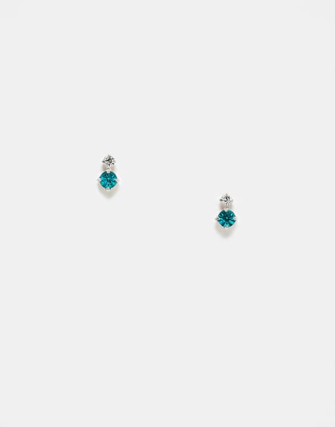 Kingsley Ryan - Boucles d'oreilles à deux pierres précieuses - Transparent et bleu - view 1