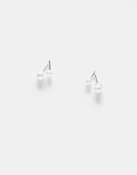 Kingsley Ryan - Boucles d'oreilles à deux perles - Argenté - view 1