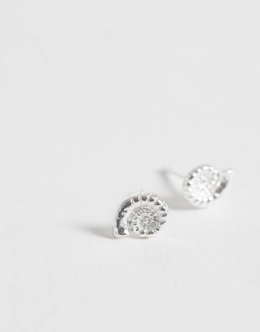 Kingsley Ryan - Boucles d'oreilles à motif coquillage en spirale en argent massif, 3 de 4