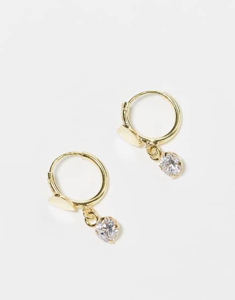 Kingsley Ryan - Boucles d'oreilles à motif cœur en plaqué or et zircon cubique - view 1