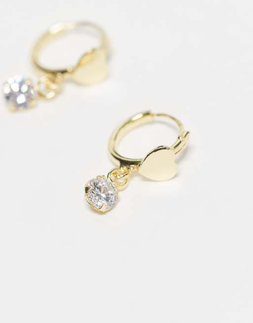 Kingsley Ryan - Boucles d'oreilles à motif cœur en plaqué or et zircon cubique, 2 de 3
