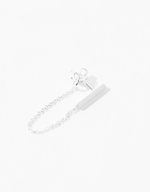 Kingsley Ryan - Boucles d'oreilles avec barre et chaîne en argent massif - Argenté, 2 de 4