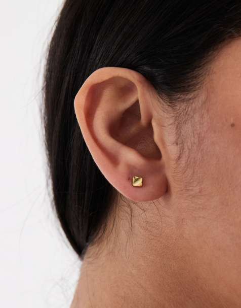 Kingsley Ryan - Boucles d'oreilles carrées en plaqué or effet fondu - view 1