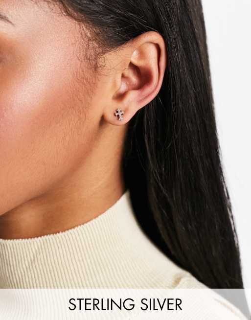 Kingsley Ryan - Boucles d'oreilles croix en argent massif