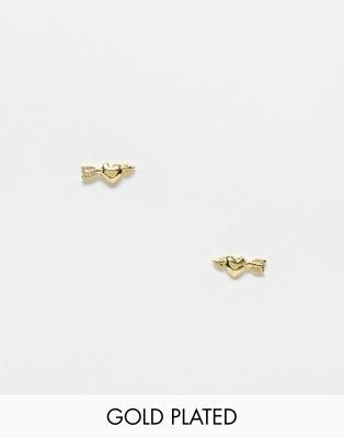Kingsley Ryan - Boucles d'oreilles cœur transpercé d'une flèche en plaqué or
