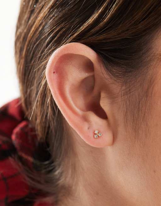 Kingsley Ryan - Boucles d'oreilles effet grappe en plaqué or à 3 cristaux