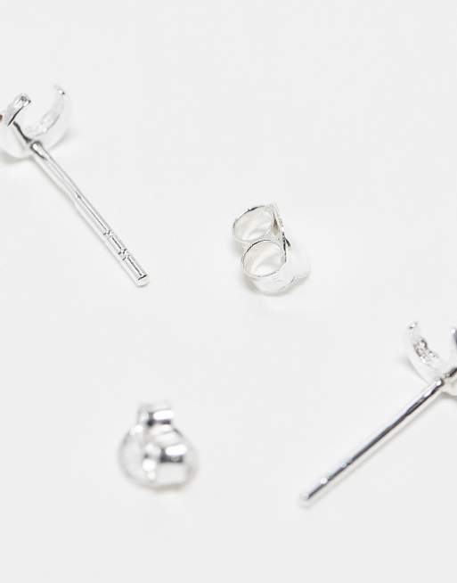 Boucles D'oreilles Vintage Argent Massif Et Strass – Zircons – Sans Marque