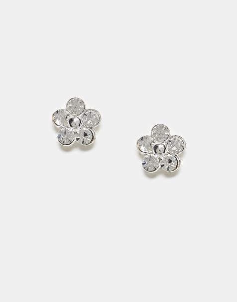 Kingsley Ryan - Boucles d'oreilles en argent massif avec motif marguerite ornée de pierres - view 1