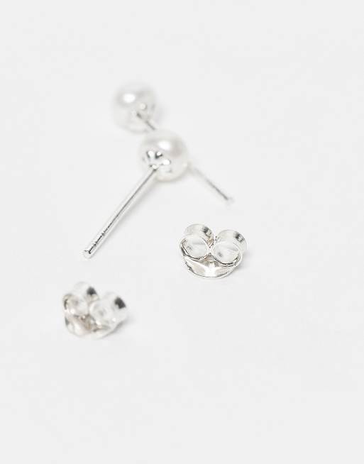 Kingsley Ryan - Boucles d'oreilles en argent massif avec perle, 2 de 3
