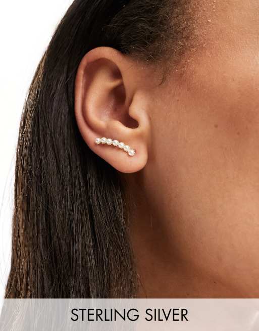 Kingsley Ryan - Boucles d'oreilles en argent massif avec perles nacrées 