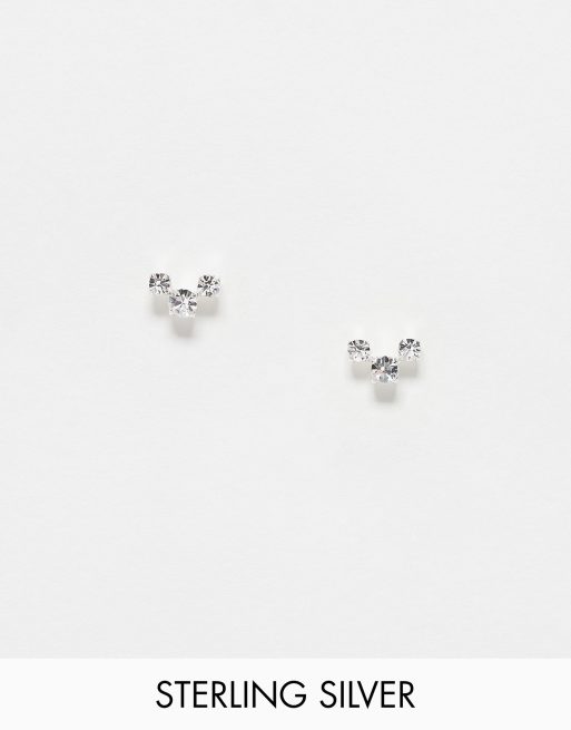 Kingsley Ryan - Boucles d'oreilles en argent massif avec trois pierres - Argenté