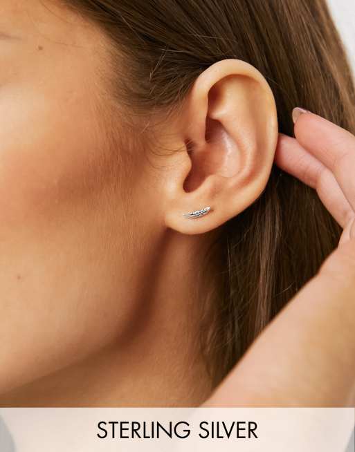 Kingsley Ryan - Boucles d'oreilles en argent massif en forme de plume - SILVER