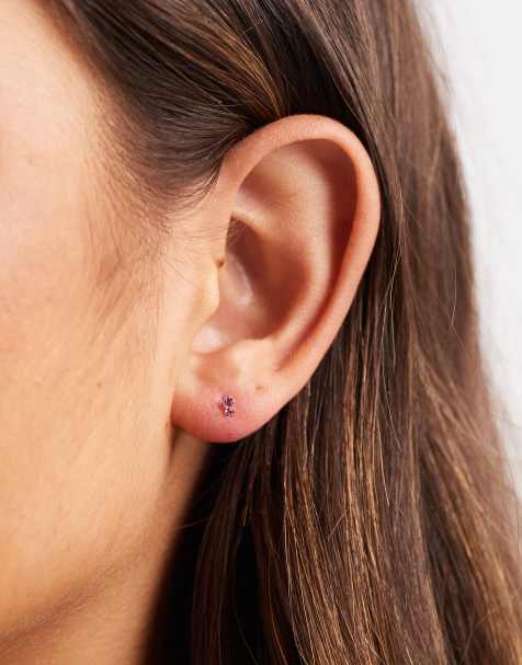 Kingsley Ryan - Boucles d'oreilles en argent sterling avec deux zircons cubiques roses - view 1