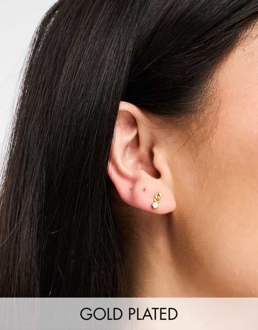 Kingsley Ryan - Boucles d'oreilles en plaqué or avec chaîne