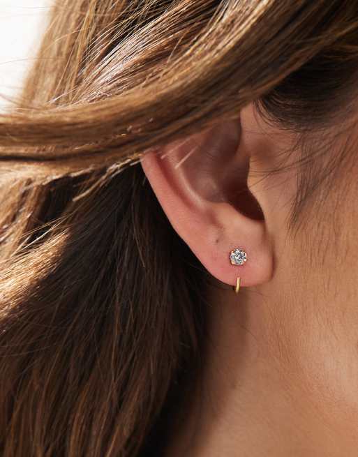 Kingsley Ryan - Boucles d'oreilles enveloppantes façon créoles avec pierre en plaqué or