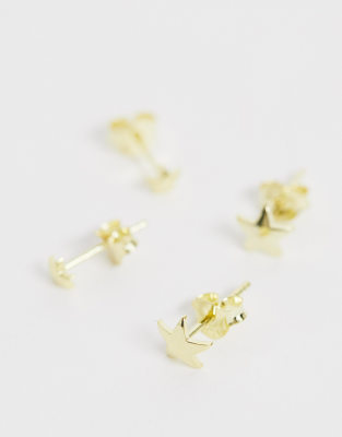 Massif Plaqué Lot En 2 Or De RyanBoucles Kingsley D'oreilles Argent Étoiles dCxtosQhrB