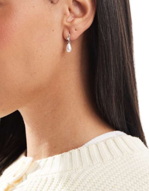 Kingsley Ryan - Boucles d'oreilles façon goutte d'eau en argent massif avec perle nacrée et cristal, 4 de 4