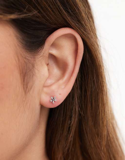 Kingsley Ryan - Boucles d'oreilles fleurs en argent massif