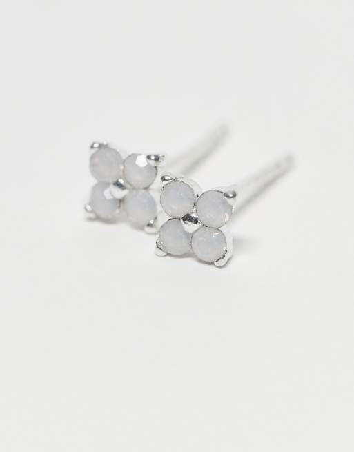 Boucles D'oreilles En Argent Massif Avec Zircones - Occasion Mais En Bon état