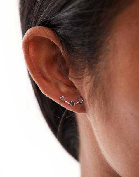 Kingsley Ryan - Boucles d'oreilles grimpantes en argent massif avec petites étoiles - view 1