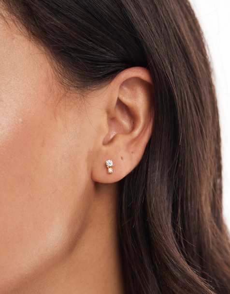 Kingsley Ryan - Boucles d'oreilles incrustées de deux pierres en plaqué or - view 1