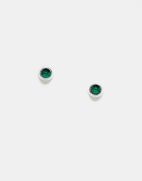 Kingsley Ryan - Boucles d'oreilles motif pierre de naissance mois de mai ornées d'une émeraude - view 1