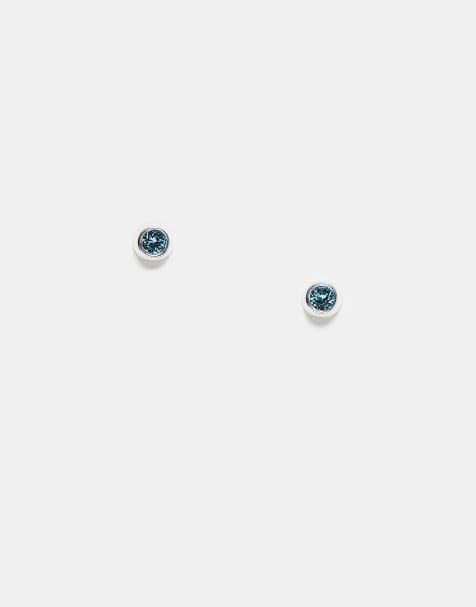 Kingsley Ryan - Boucles d'oreilles motif pierre de naissance mois de mars ornées de cristaux bleu aqua - view 1