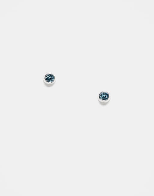 Kingsley Ryan - Boucles d'oreilles motif pierre de naissance mois de mars ornées de cristaux bleu aqua