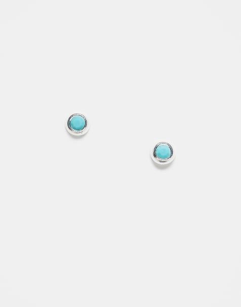 Kingsley Ryan - Boucles d'oreilles rondes avec turquoise - Argent massif - view 1