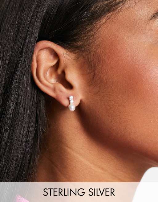 Kingsley Ryan - Boucles d'oreilles serties de perles et pierres en argent massif