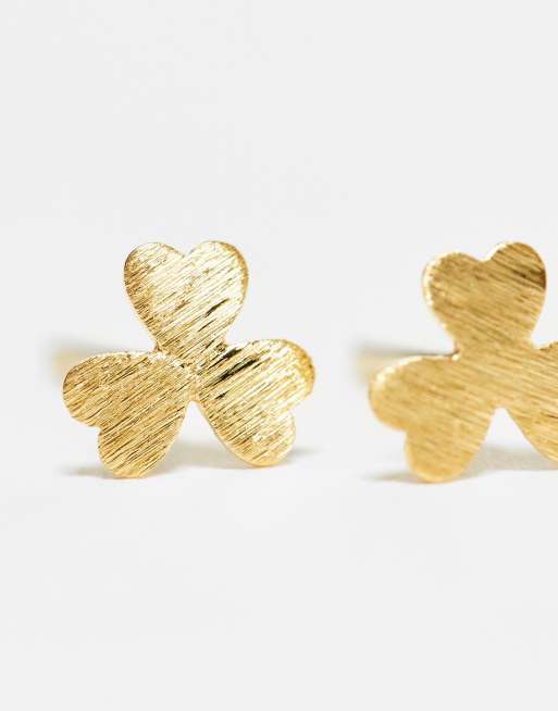 Kingsley Ryan - Boucles d'oreilles trèfle à quatre feuilles en plaqué or, 2 de 4