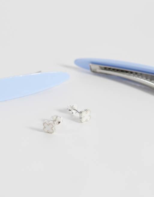 Kingsley Ryan - Boucles d'oreilles trèfle en argent massif avec perle fantaisie, 2 de 4