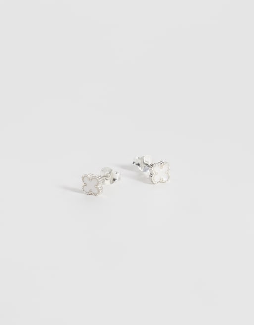 Kingsley Ryan - Boucles d'oreilles trèfle en argent massif avec perle fantaisie, 4 de 4