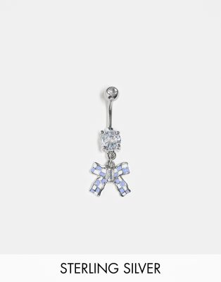 Kingsley Ryan Kingsley Ryan bow charm belly bar in sterling silver