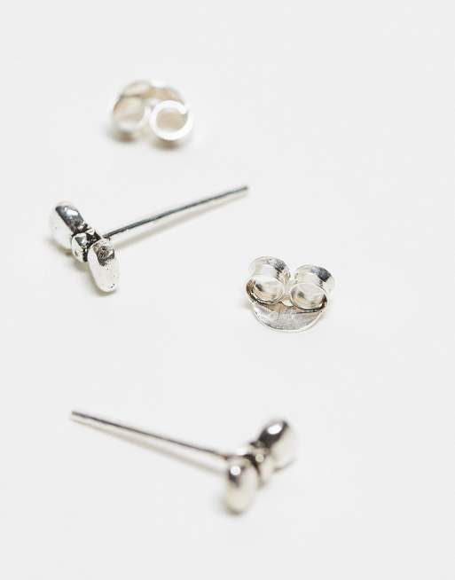Kingsley Ryan bow stud earrings in sterling silver, 4 of 4