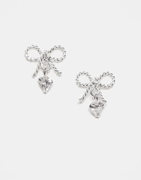 Kingsley Ryan bow stud earrings with cubic zirconia in sterling silver - view 1