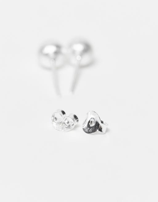 Kingsley Ryan brushed ball stud earrings in silver, 3 of 3
